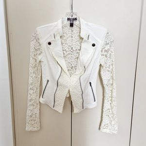 Material Girl Cropped Lace Moto Jacket 🏍